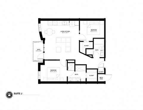 Floor plan for 2 beds, 1.8 baths, 929 sqft